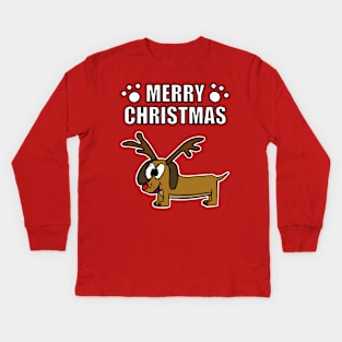 Merry Christmas 2020 Dachshund Dog Rudolf Funny Kids Long Sleeve T-Shirt